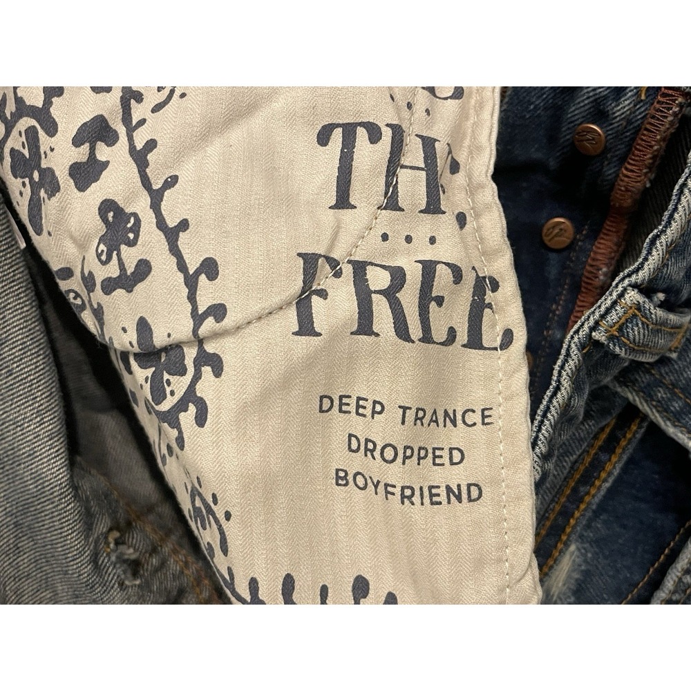 Free People Jeans Womens 30L Deep Trance Dropped Boyfriend Wide Leg We The Free - Picture 6 of 13